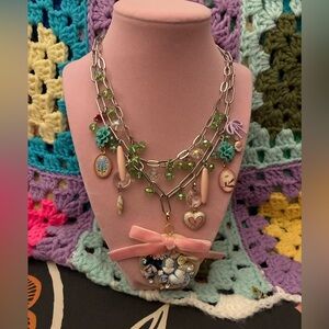 Hand crafted cameo assemblage pendant and necklace made